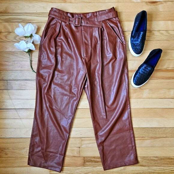 Abercrombie and Fitch Brown Pleather Pants - Picture 1 of 9